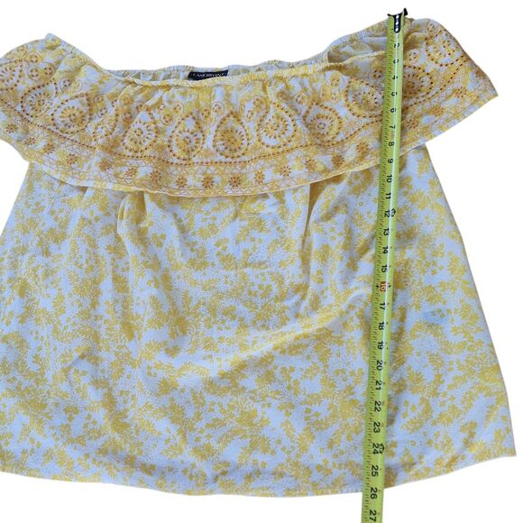 Lane Bryant Embroidered Eyelet Off Shoulder Blouse Boho Goldenrod 22 24 COTTON - Picture 12 of 16